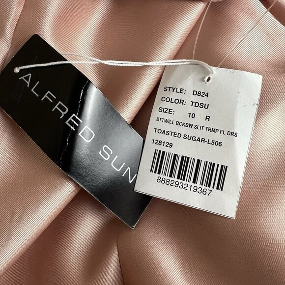 Alfred Sung D824 Toasted Sugar Open Back‎ Bow Trumpet Gown Size 10 $240 NEW - Picture 4 of 8